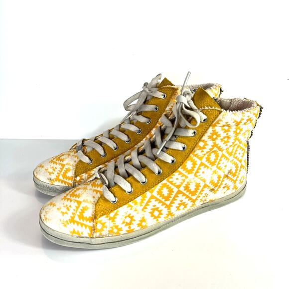 Kim & Zozi Hippie Bling High Top Sneakers Size 10 Yellow - Picture 12 of 12